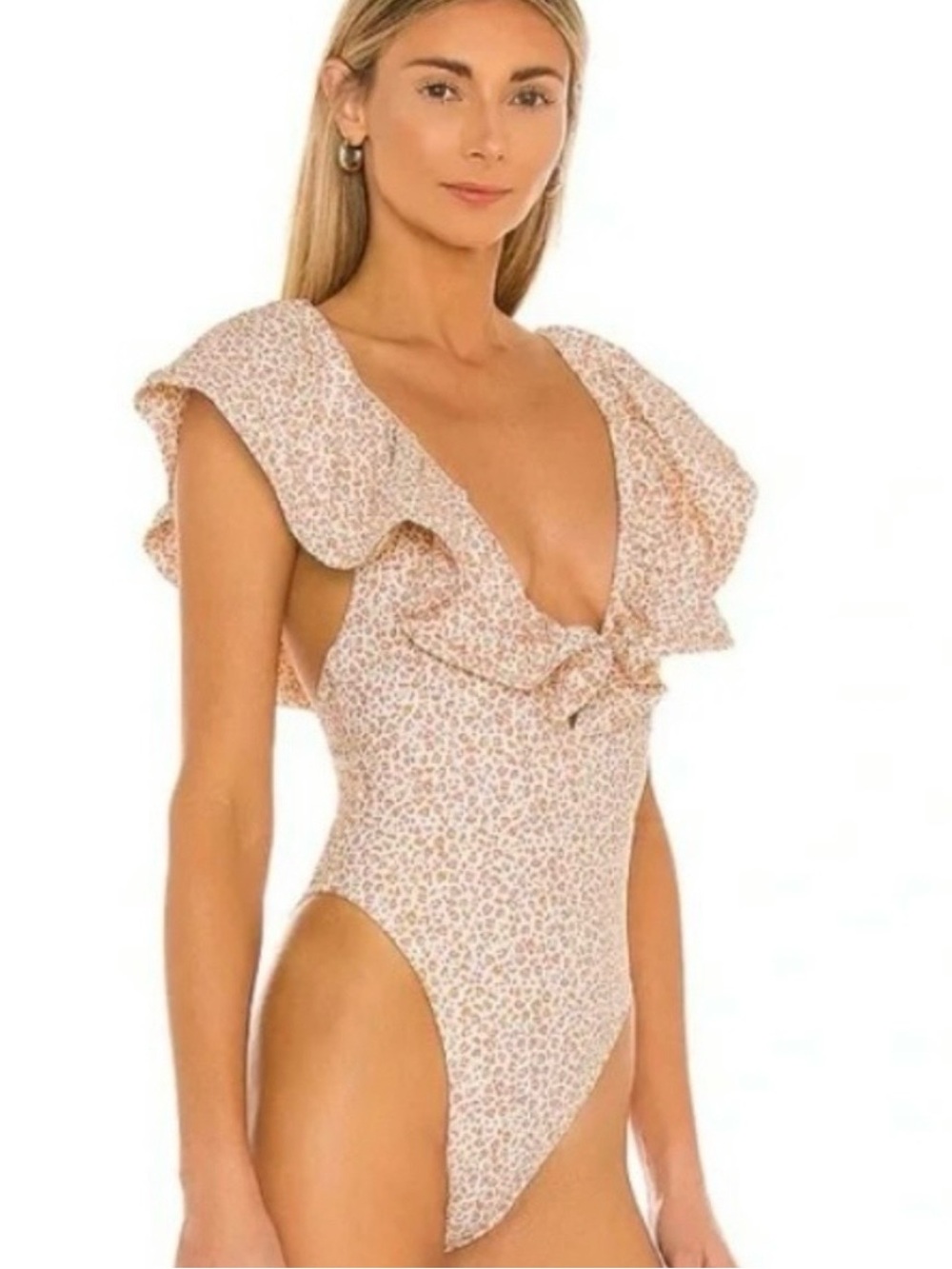 Revolve TULAROSA Giamina One Piece in
Orange Leopard Vacation Size Small